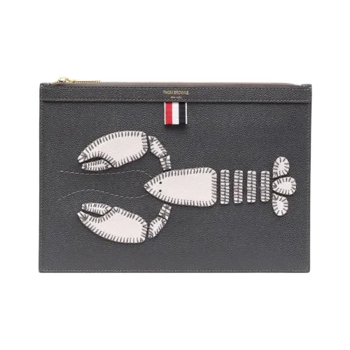 THOM BROWNE· Кожаный клатч мужской угольно-серый