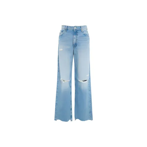 MOTHER Высокая посадка SPINNER Застежка-молния Каблук Chew Джинсы Женские Светло-синие