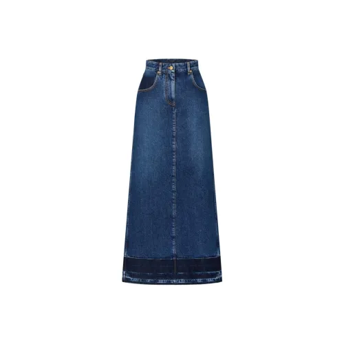 LOUIS VUITTON FW24 Denim Длинная Юбка Женская Синяя