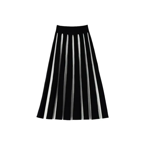 SOON FLOWER KNIT Длинная Юбка Женская Черная Белая