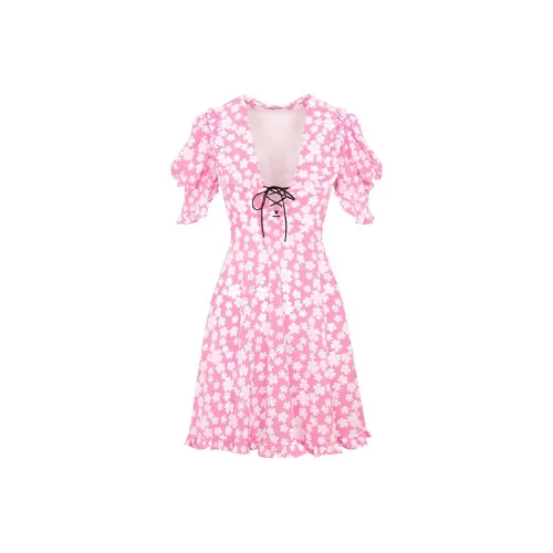 MIU MIU Розовые Женские Платья с Короткими Рукавами