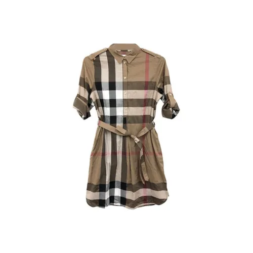 Burberry Коричневые Женские Короткие Платья с Рукавами