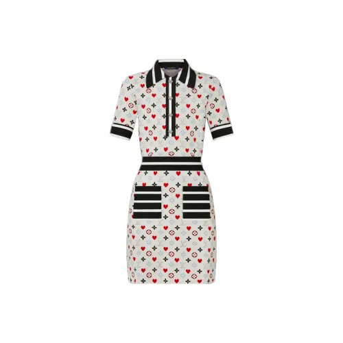 LOUIS VUITTON Короткое платье с короткими рукавами женское белое