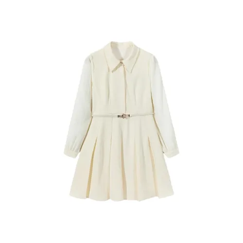 EICHITOO Длинное платье с длинными рукавами женское экрю