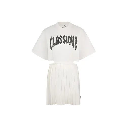 YCH Белое Женское Короткое Платье с Рукавами