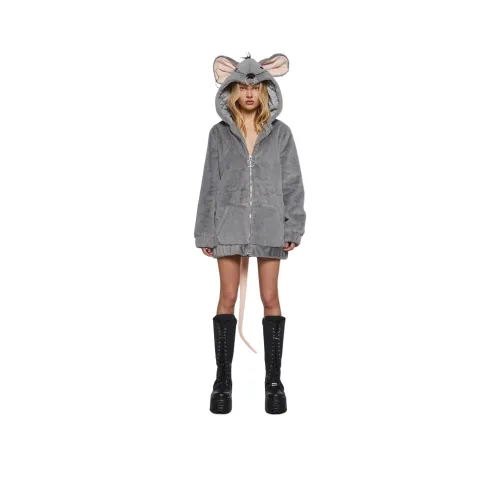 Dolls Kill Gnaw On This ZIP UP Куртка Куртки Пальто Женские Серый Серый