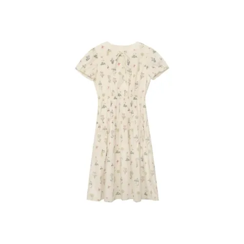Babymoon Print Женские Короткие Платья с Рукавами