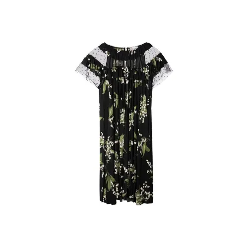 RED VALENTINO Черное Женское Короткое Платье с Рукавами