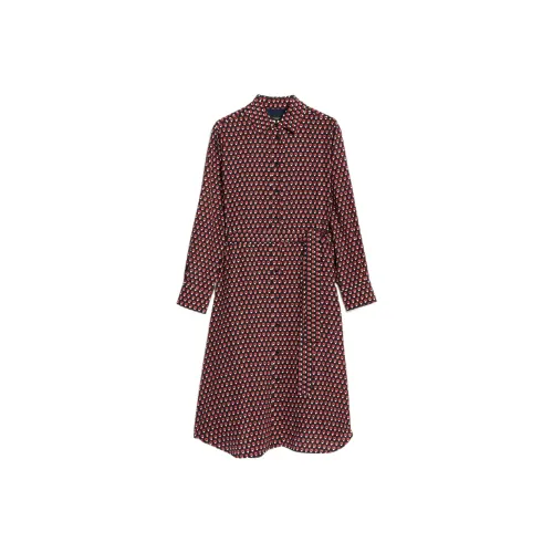 WEEKEND MaxMara Темно-красное Женское Длинное Платье с Рукавами