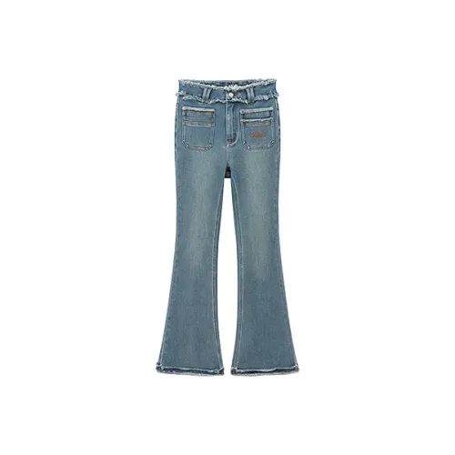 CHUU Джинсы Женские Средний Джинсовый Синий