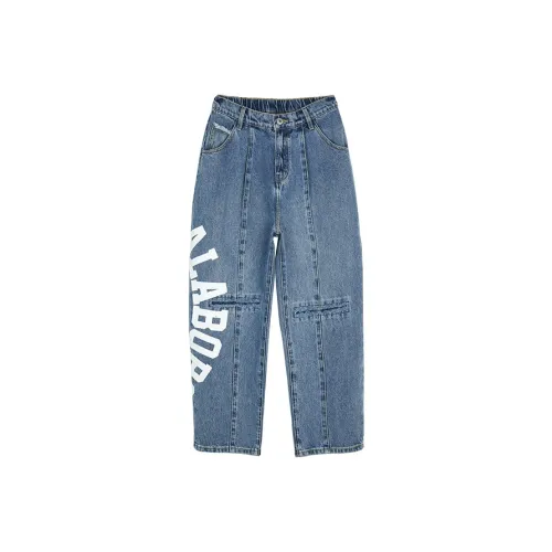 LALABOBO Средне-голубой Белый Женские Джинсы