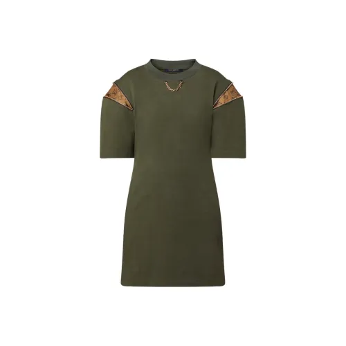 LOUIS VUITTON FW23 Короткий рукав Платье Женское Зеленое