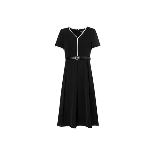 MeetMetro Короткий рукав Платье Женское Черное