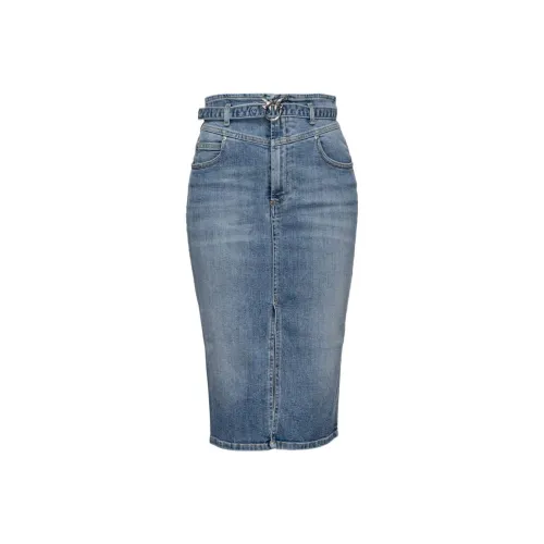 PINKO SS23 Denim Long Skirt Women's Blue