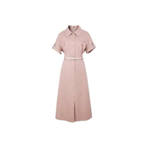 Короткий рукав платье женское розовый