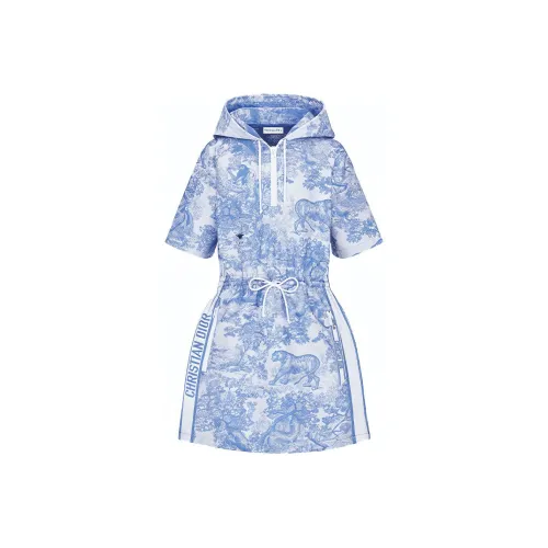 Dior Quarterly New Products Blue Женские Короткие Платья с Рукавами