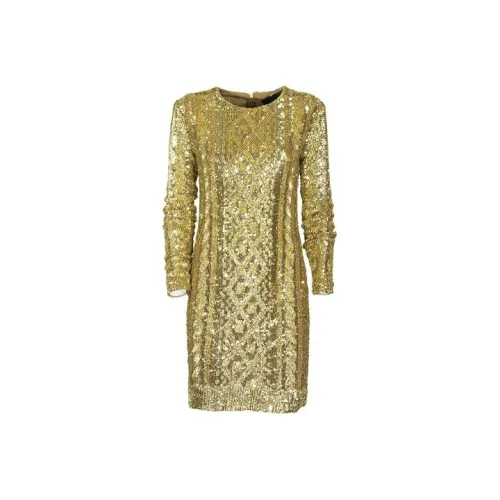 MaxMara Длинное платье с длинными рукавами женское золотое