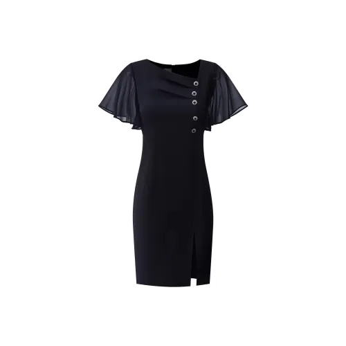 AUI Короткий рукав Платье Женское Черное