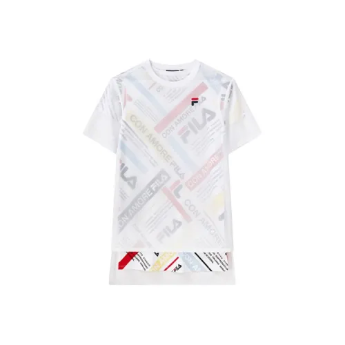 FILA Стандартный белый Женские Платья с коротким рукавом