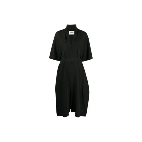 JIL SANDER Черное Женское Короткое Платье с Рукавами