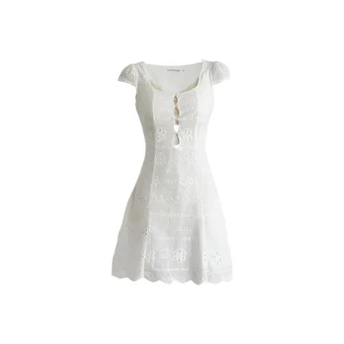 UNION REMOVE Короткое платье с короткими рукавами женское кремово-белое