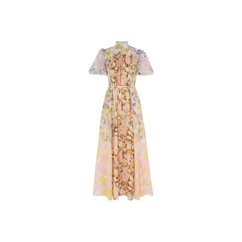 Zimmermann Многоцветные Женские Короткие Платья с Рукавами