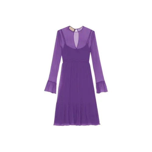 GUCCI SS23 Длинное платье с длинными рукавами женское фиолетовое