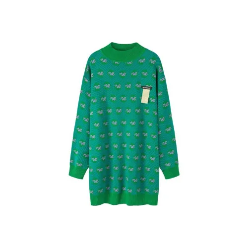 NO ONE ELSE Длинное платье с длинными рукавами женское цвет кактусовый зеленый