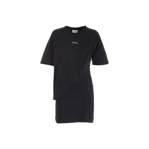 KENZO Черное Женское Короткое Платье с Рукавами