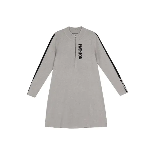 Leather Cat Светлый хаки Женские Длинные рукава Платья