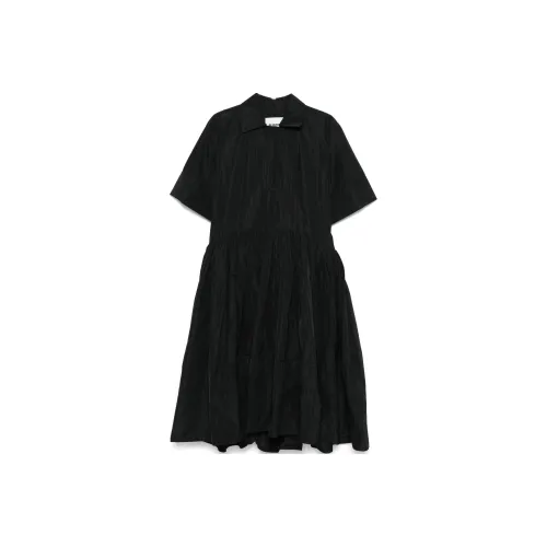 JIL SANDER Черное Женское Короткое Платье с Рукавами