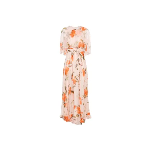 Erdem Короткое платье с короткими рукавами женское кораллово-розовое