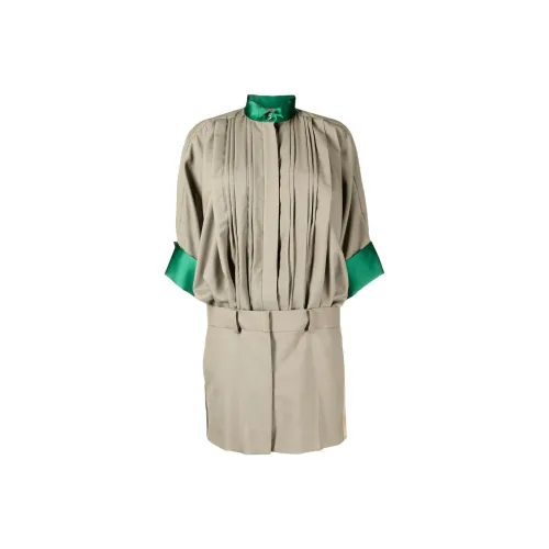 Sacai Тауповый Женские Длинные Платья с Рукавами