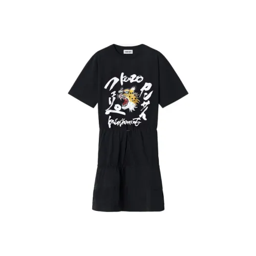 KENZO Черное Женское Короткое Платье с Рукавами