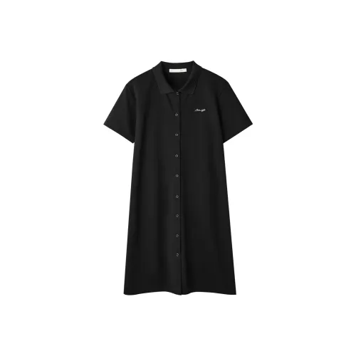 HLA Черный V2 Женские Короткие Платья с Рукавами