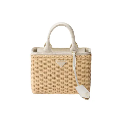 PRADA Прутья ивы Сумка Средний Женский Коричневый Белый