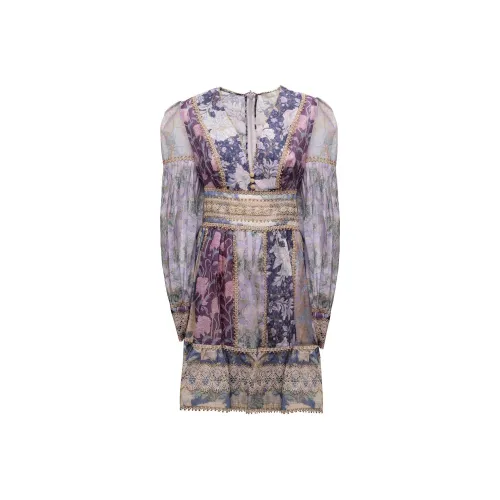 Zimmermann FW22 Длинное Платье с Длинными Рукавами Женское Фиолетовое
