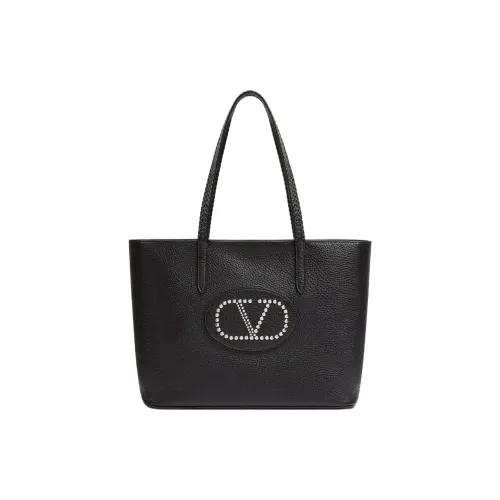 Valentino Рельефная Телячья Кожа Тоут Сумка Сумка для покупок Сумка через плечо Женская Черная