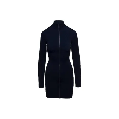 FENDI FW22 Длинное платье с длинными рукавами женское синее