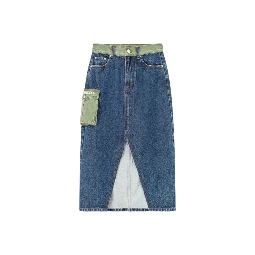 NO ONE ELSE Темно-синие джинсовые женские длинные юбки