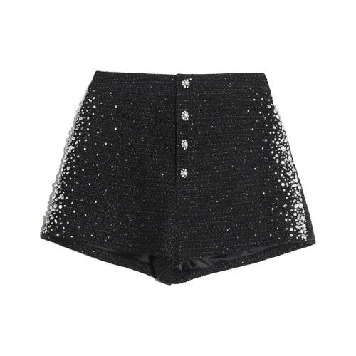 TCH Черные с серебристым логотипом Женские Повседневные шорты