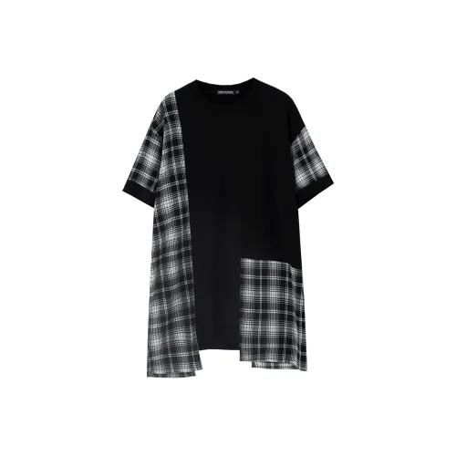 SOON FLOWER Короткий рукав Платье Женское Черное