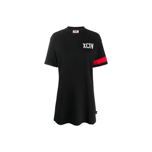 GCDS Черные Женские Короткие Платья с Рукавами