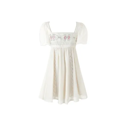 ACAINES Короткий рукав Платье Женское Позолоченный Абрикос