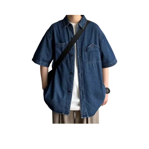 MARK WAFFLE Синие Унисекс Рубашки