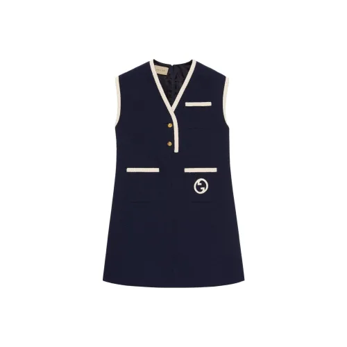 GUCCI Без рукавов Платье Женское Темно-синий