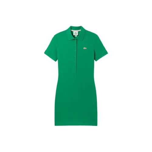 LACOSTE Зеленое Женское Короткое Платье с Рукавами