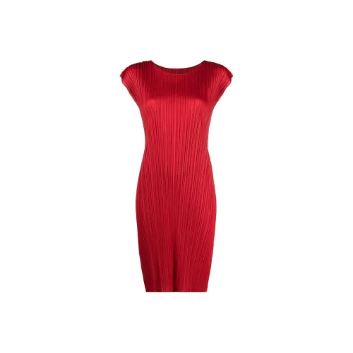 PLEATS PLEASE ISSEY MIYAKE Короткий рукав Платье Женское Красное