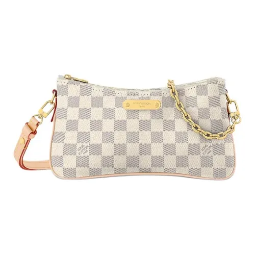 LOUIS VUITTON Liv Pochette Damier Azur Холщовая сумка Сумка через плечо Сумка для женщин Небесно-голубой Шахматный узор