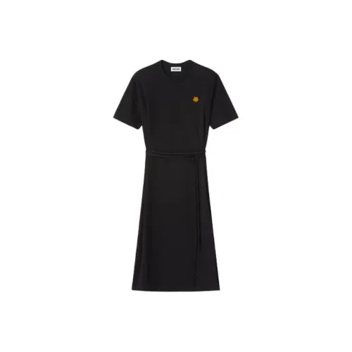 KENZO Черное Женское Короткое Платье с Рукавами